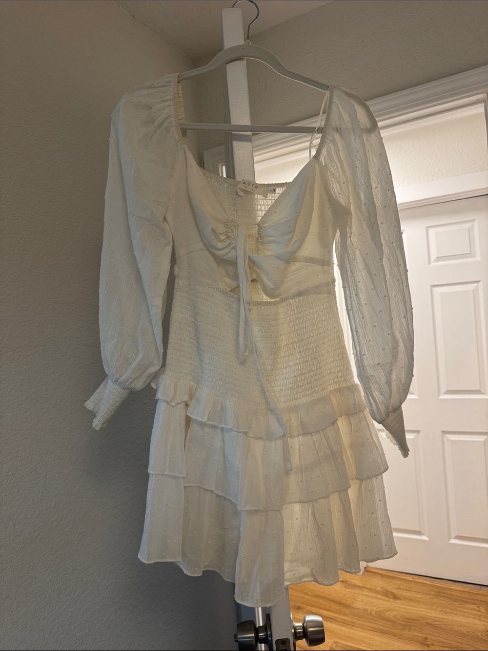 Astr White Tiered Tie-Front Mini Dress